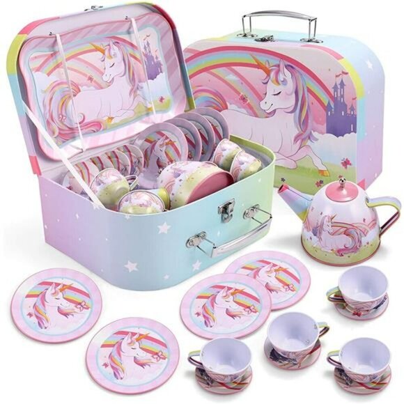 Unicorn Tea Set for Toddlers Tea Party Set for Children Kids Pretend Role Play - Picture 1 of 7